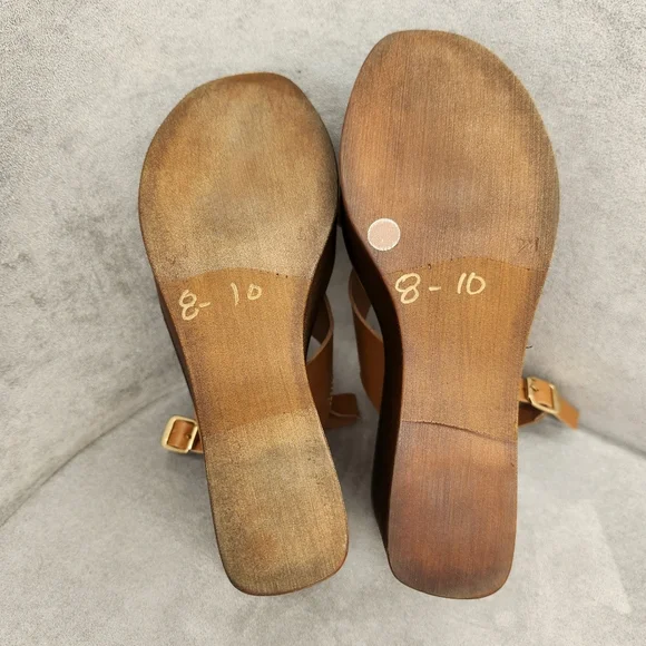 Steve Madden Platform Sandals 10 Brown Cognac Leather Galaxy Wedges New $100